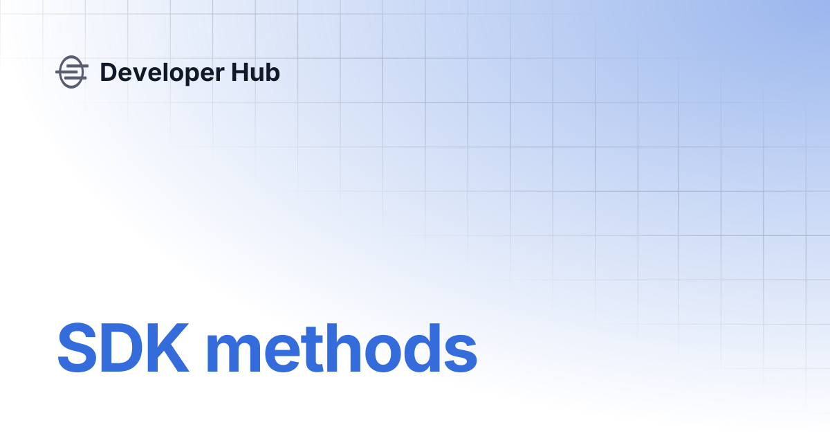 SDK methods | Developer Hub